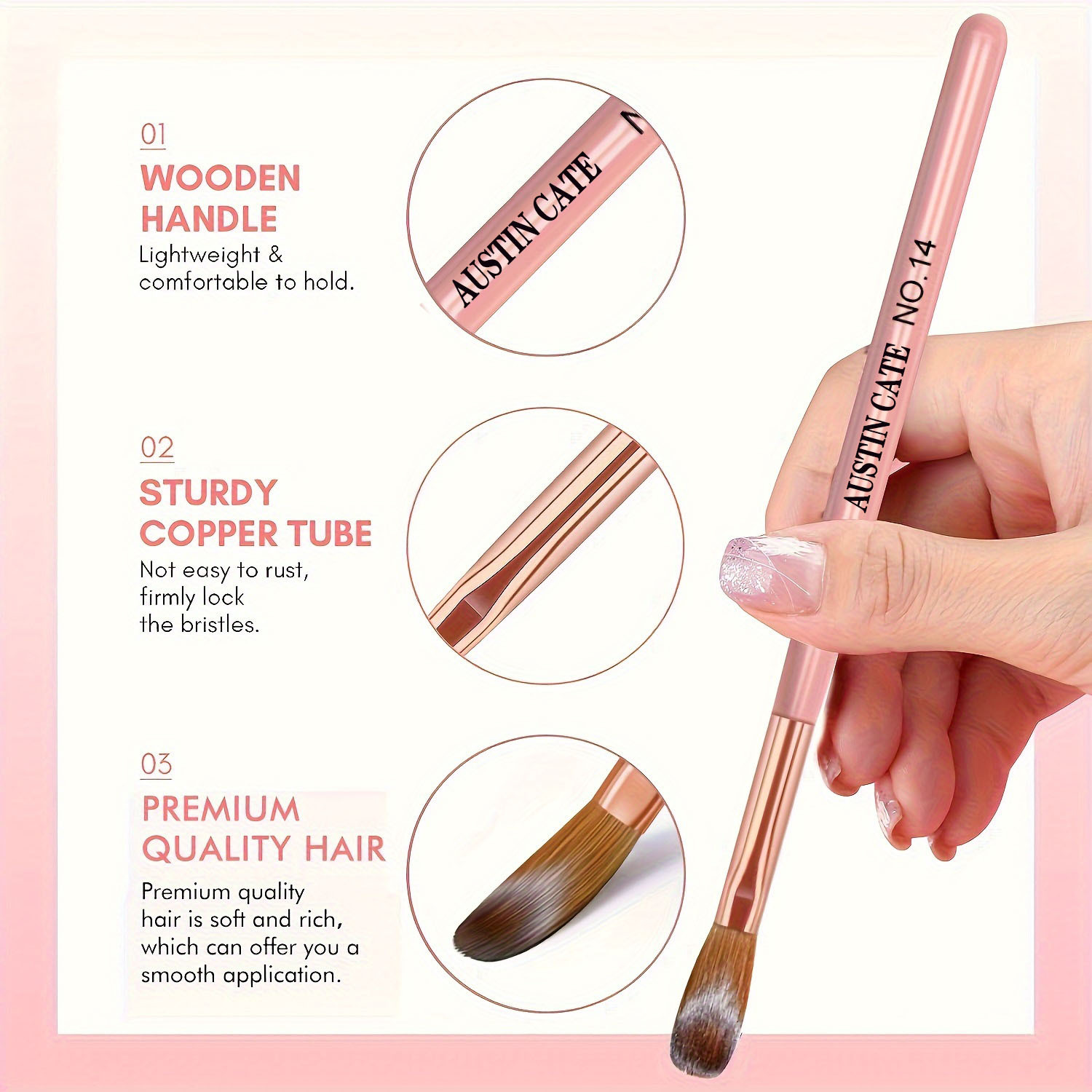 3pcs Kolinsky Acrylic Nail Bru - Chisel Set Wood recension och pris