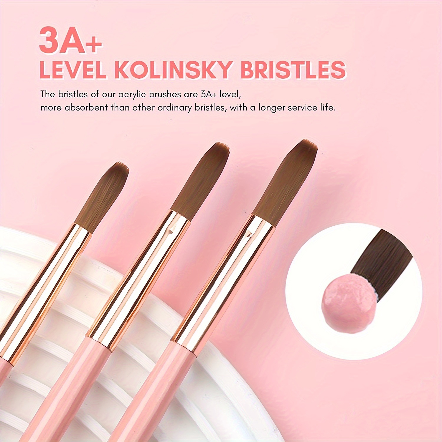 3pcs Kolinsky Acrylic Nail Bru - Chisel Set Wood recension och pris