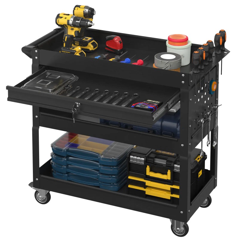 3-Tier Rolling Tool Cart Heavy - Workshop Garage Tools Manufacturer recension och pris
