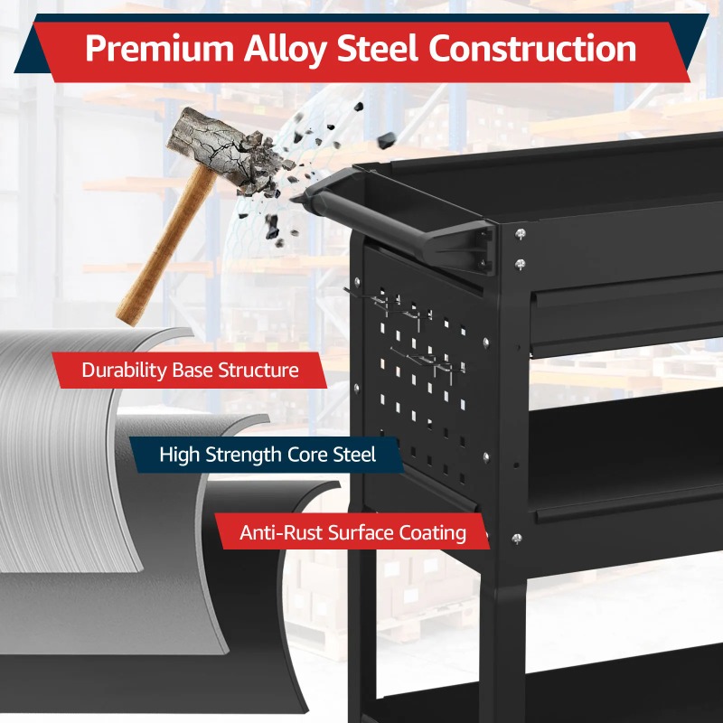 3-Tier Rolling Tool Cart Heavy - Workshop Garage Tools Manufacturer recension och pris
